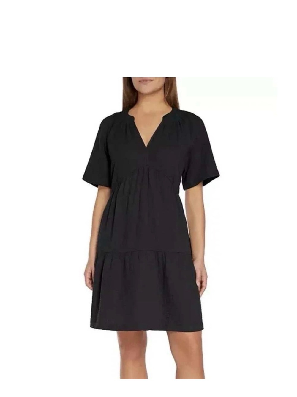 GAP Black Gauze Short Sleeve Dress